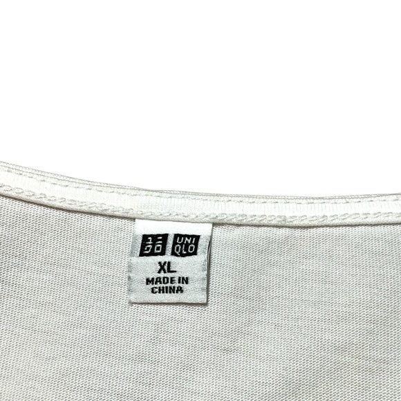 UNIQLO 100% Cotton 3/4 Sleeve Crew Neck Blouse Top Smocked Cuffs US Sz XL - Picture 4 of 7